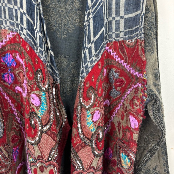 Soft Surroundings open front wool jacket/boho patchwork, embroidery - Picture 11 of 14